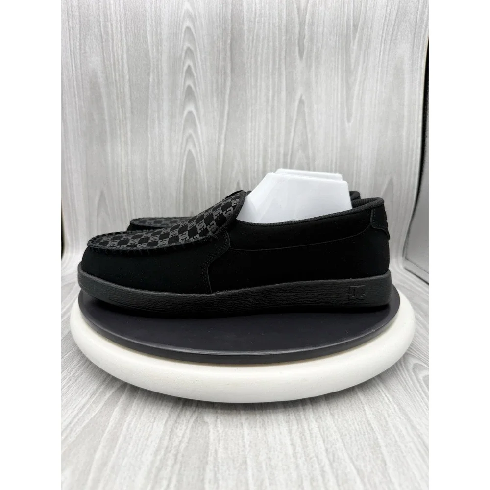DC Villain 2 Slip On Mens Size 9 Black Leather Casual Skate Shoes Loafers NEW